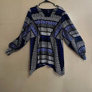 Alfani Women's multi Blouse Bell Sleeves Geometric Size L